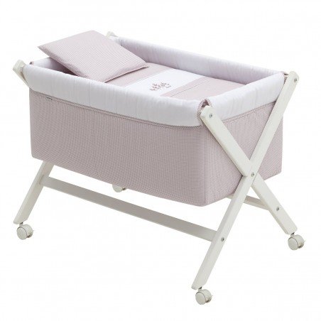 PETIT LIT PIEDS X BOIS UNE MINI WINDSORD ROSE/BLANC 55x87x74 CM