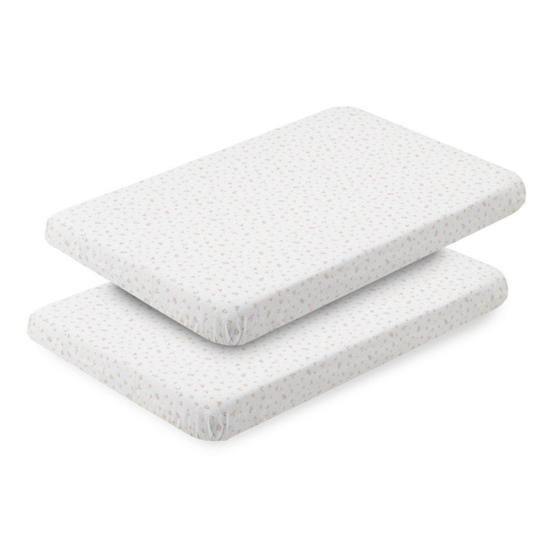 2 DRAP HOUSSE - PETIT LIT 50x82x10 CM PLUMETI ROSE