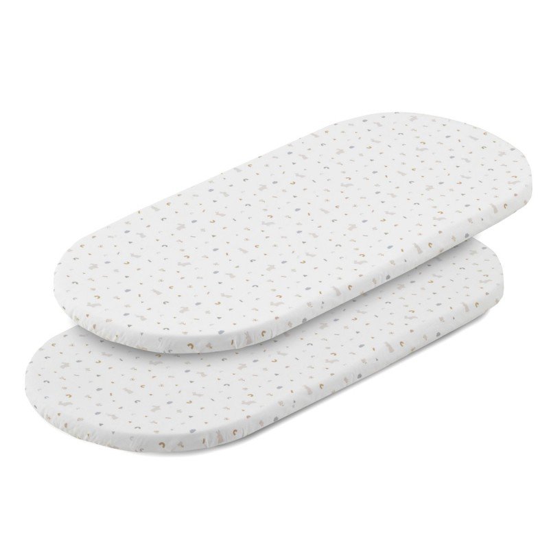 2 DRAP HOUSSE-COUFFIN/POUSSETT 35x80x7 CM RABBIT BEIGE