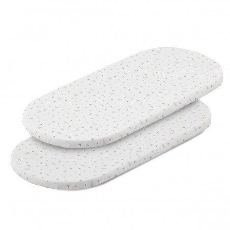 2 DRAP HOUSSE-COUFFIN/POUSSETT 35x80x7 CM RABBIT BEIGE