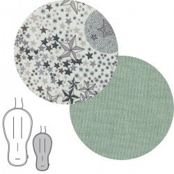 REV.STROLLER CUSHION PRAM OVAL STAR LIBERTY GREEN 43x88x1 CM