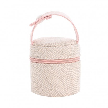 PORTA SUCCHIETTO LINO ROSA 8.5x8.5x11 CM