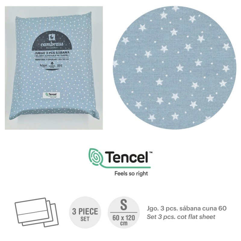 TRITTICO LENZUOLA CULLA 60 60x120x1 CM FOREST AZZURRO