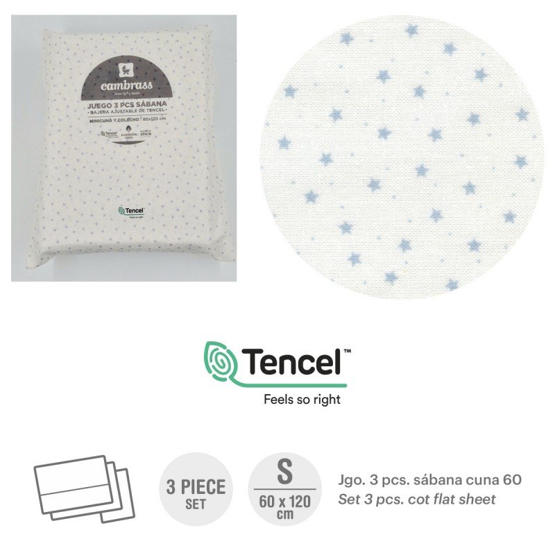 TRITTICO LENZUOLA CULLA 60 60x120x1 CM ESTRE AZURRO