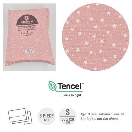 SET 3 PCS. COT 60 60x120x1 CM FOREST PINK