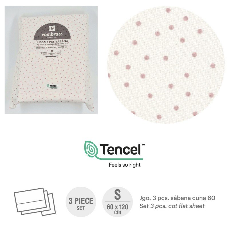 TRITTICO LENZUOLA CULLA 60 60x120x1 CM FLOR ROSA