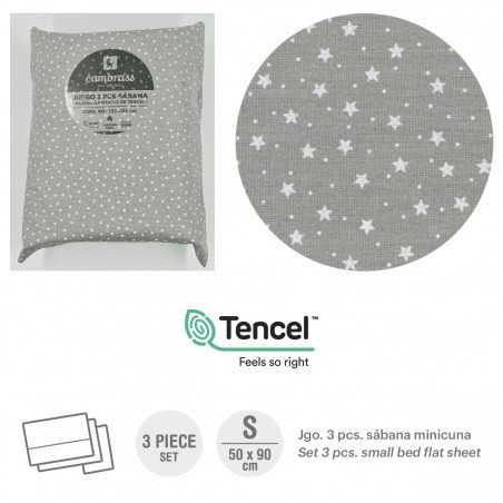 TRITTICO LENZUOLA MINICULLA 50x90x1 CM FOREST GRAU