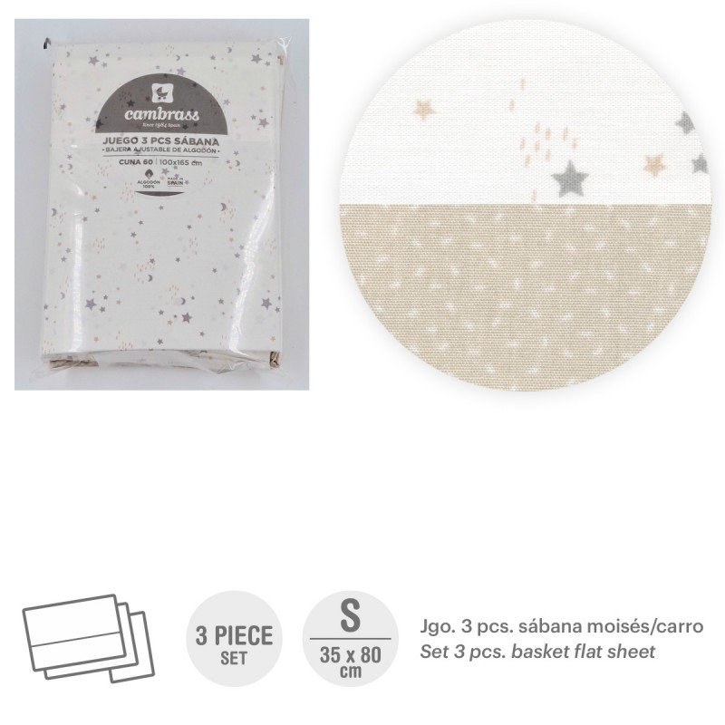 PARURE DE COUFFIN/POUSSETTE 35x80x1 CM SKY BEIGE