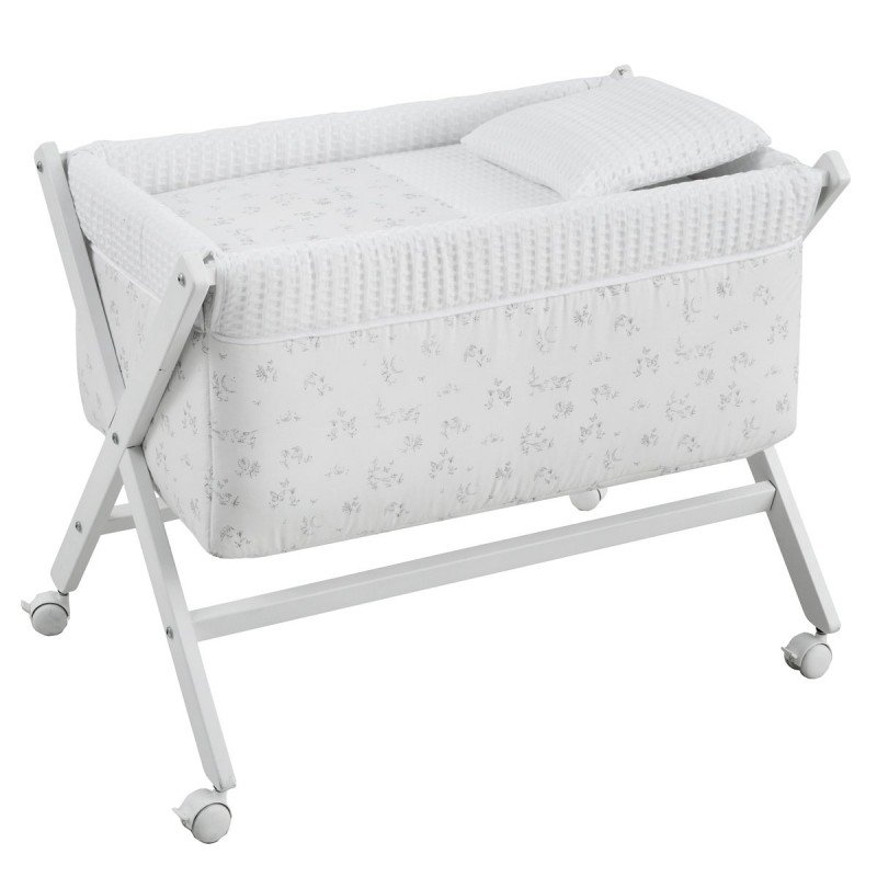PETIT LIT PIEDS X BOIS UNE MERLO ECRU/BLANC 55x87x74 CM