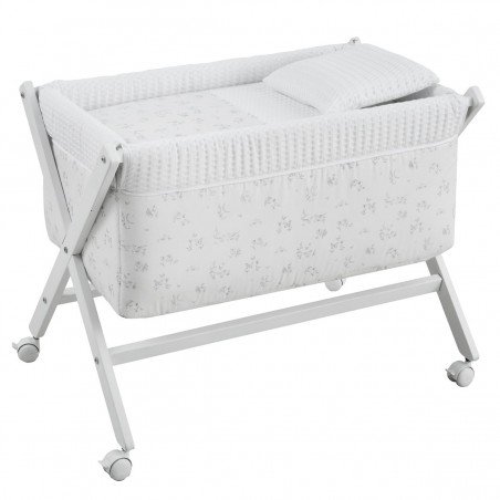 PETIT LIT PIEDS X BOIS UNE MERLO ECRU/BLANC 55x87x74 CM