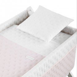 PETIT LIT PIEDS X BOIS UNE SOFT ROSE/BLANC 55x87x74 CM