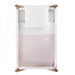 PETIT LIT PIEDS X BOIS UNE SOFT ROSE/NATUREL 55x87x74 CM