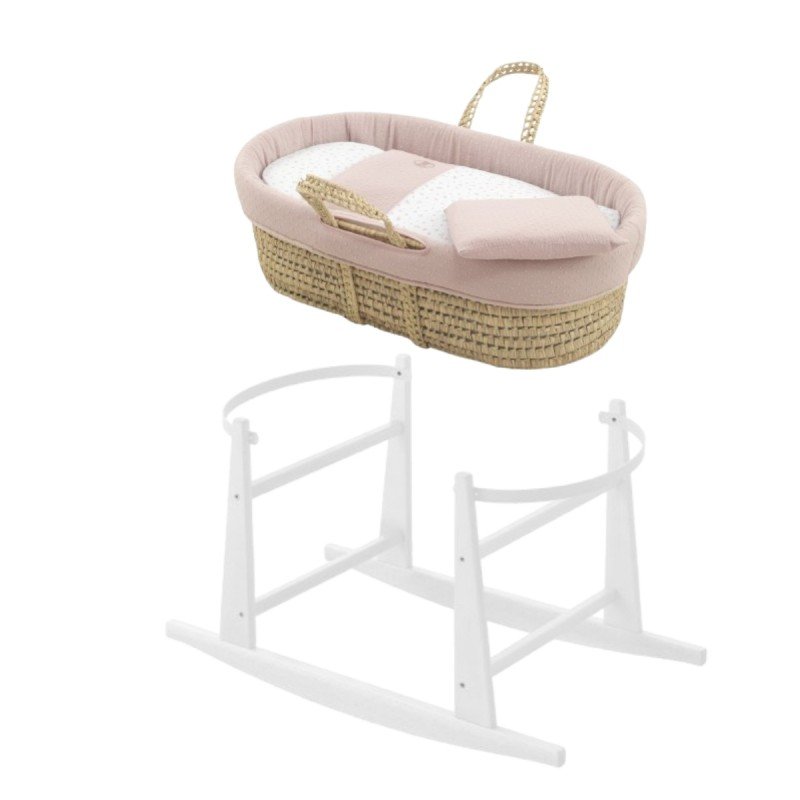 QUILTED BASKET+W.STAND WHITE PLUMETI PINK/WHITE 39x80x61 CM