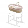 COUFFIN MATELASSE+P.BERCEAU BL PLUMETI ROSE/BLANC 39x80x61 CM