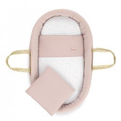 CESTONE PALMA FODERATO+PORTA B PLUMETI ROSA/BIANCO 39x80x61 CM