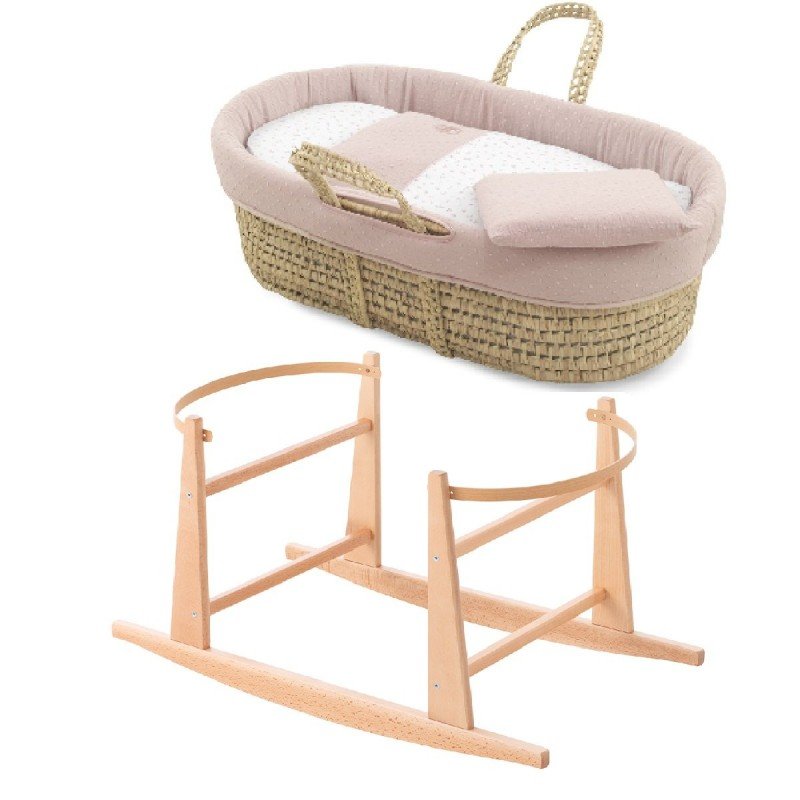 COUFFIN MATELASSE+P.BERCEAU NA PLUMETI ROSE/NATUREL 39x80x61 CM