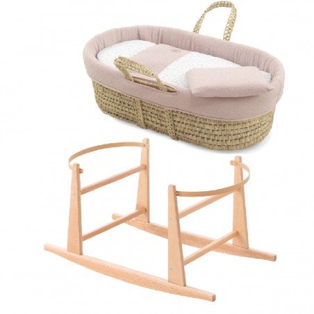 COUFFIN MATELASSE+P.BERCEAU NA PLUMETI ROSE/NATUREL 39x80x61 CM
