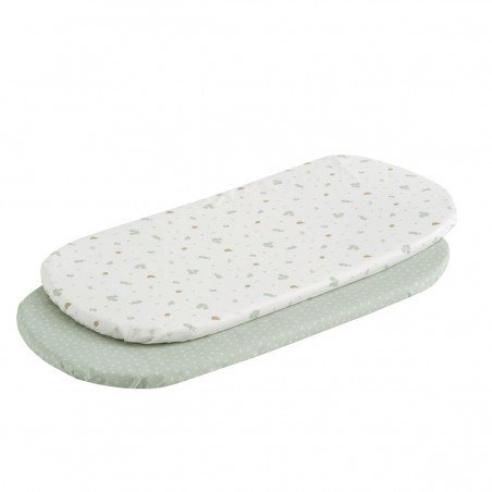 2 DRAP HOUSSE-COUFFIN/POUSSETT 35x80x7 CM ARDI VERT