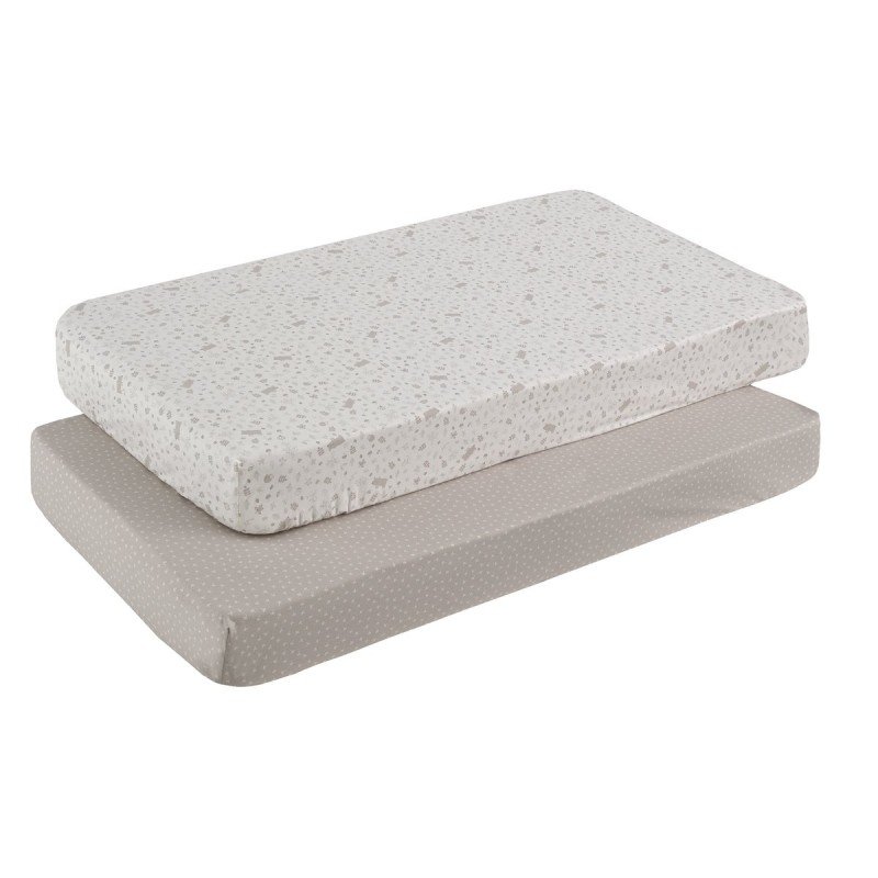2 DRAP HOUSSE - LIT 60 60x120x17 CM ABETE BEIGE