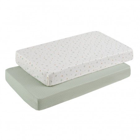 2 DRAP HOUSSE - LIT 60 60x120x17 CM ARDI VERT