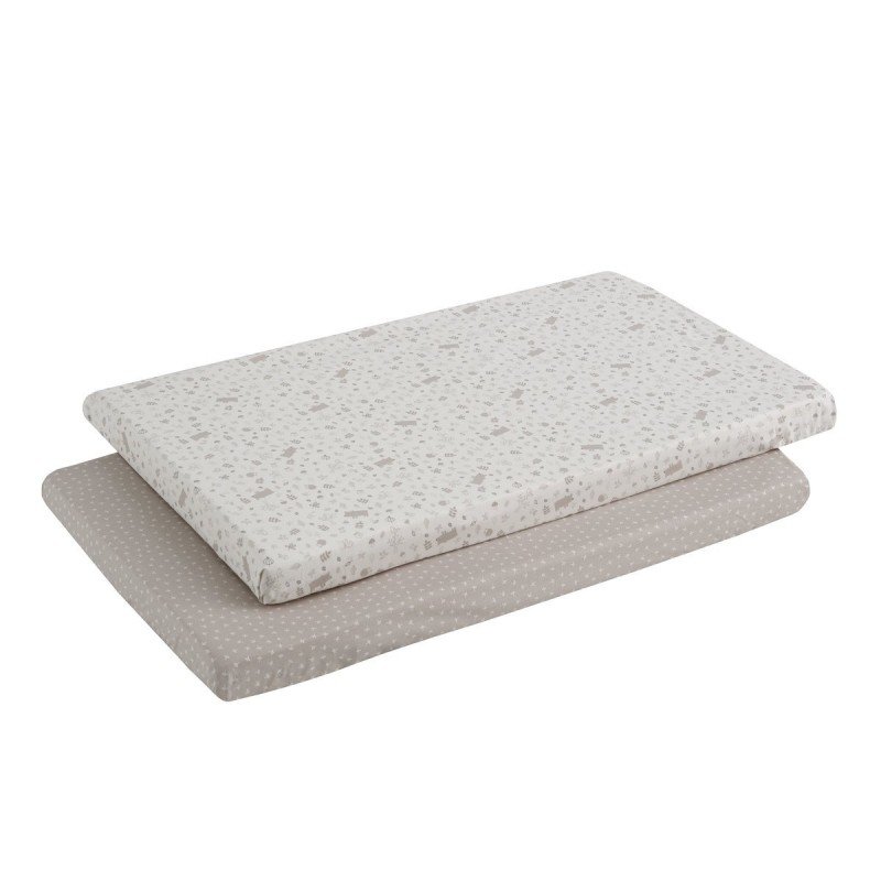 2 DRAP HOUSSE - PETIT LIT 50x82x10 CM ABETE BEIGE