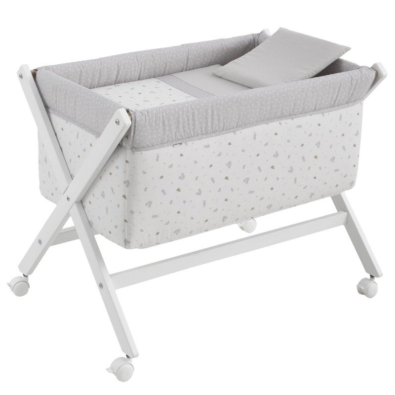 PETIT LIT PIEDS X BOIS UNE ARDI GRIS/BLANC 55x87x74 CM