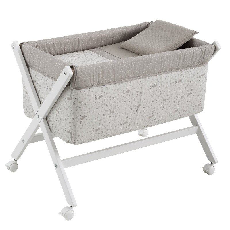 PETIT LIT PIEDS X BOIS UNE ABETE BEIGE/BLANC 55x87x74 CM