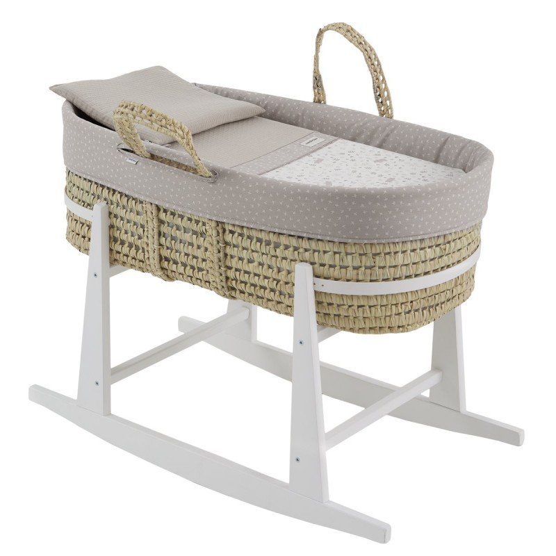 COUFFIN MATELASSE+P.BERCEAU BL ABETE BEIGE/BLANC 39x80x61 CM