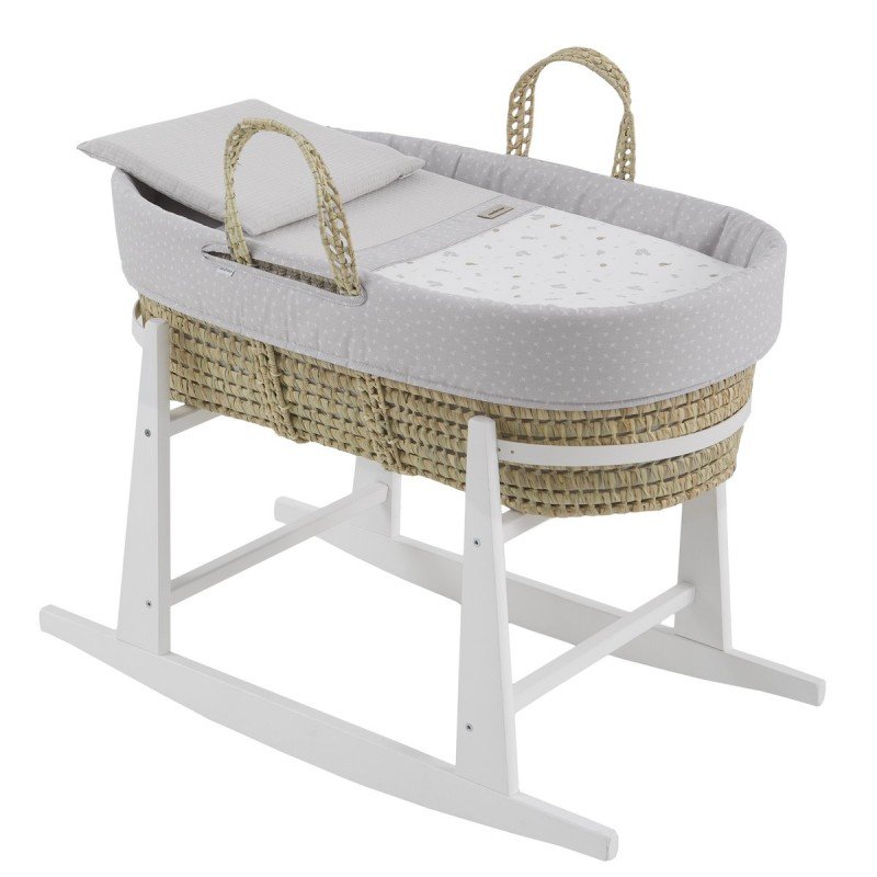 COUFFIN MATELASSE+P.BERCEAU BL ARDI GRIS/BLANC 39x80x61 CM