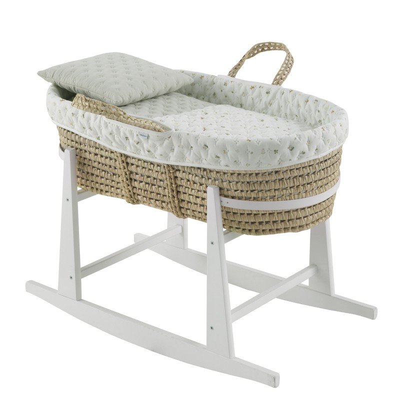 QUILTED BASKET+W.STAND WHITE HOUSE MINT 39x80x25 CM