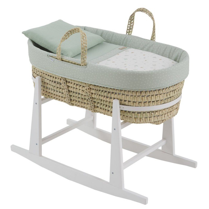 COUFFIN MATELASSE+P.BERCEAU BL ARDI VERT/BLANC 39x80x61 CM