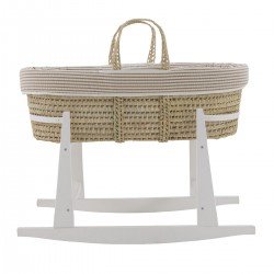 QUILTED BASKET+W.STAND WHITE DERBY BEIGE/WHITE 39x80x61 CM