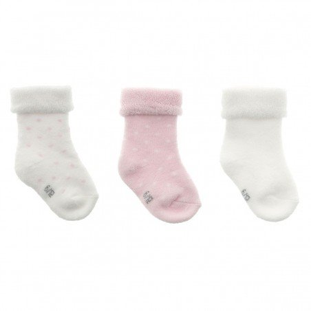 COFFRET 3 CHAUSETTES BEBE MOTAS ROSE T.000 (17 - 18)