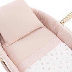 COUFFIN MATELASSE+P.BERCEAU BL CALMA ROSE/BLANC 39x80x61 CM