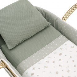 QUILTED BASKET+W.STAND WHITE CALMA GREEN/WHITE 39x80x61 CM