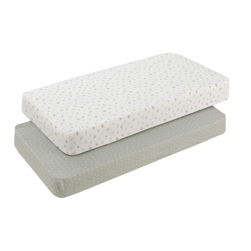 2 FITTED SHEET - COT 60 60x120x17 CM CALMA GREEN