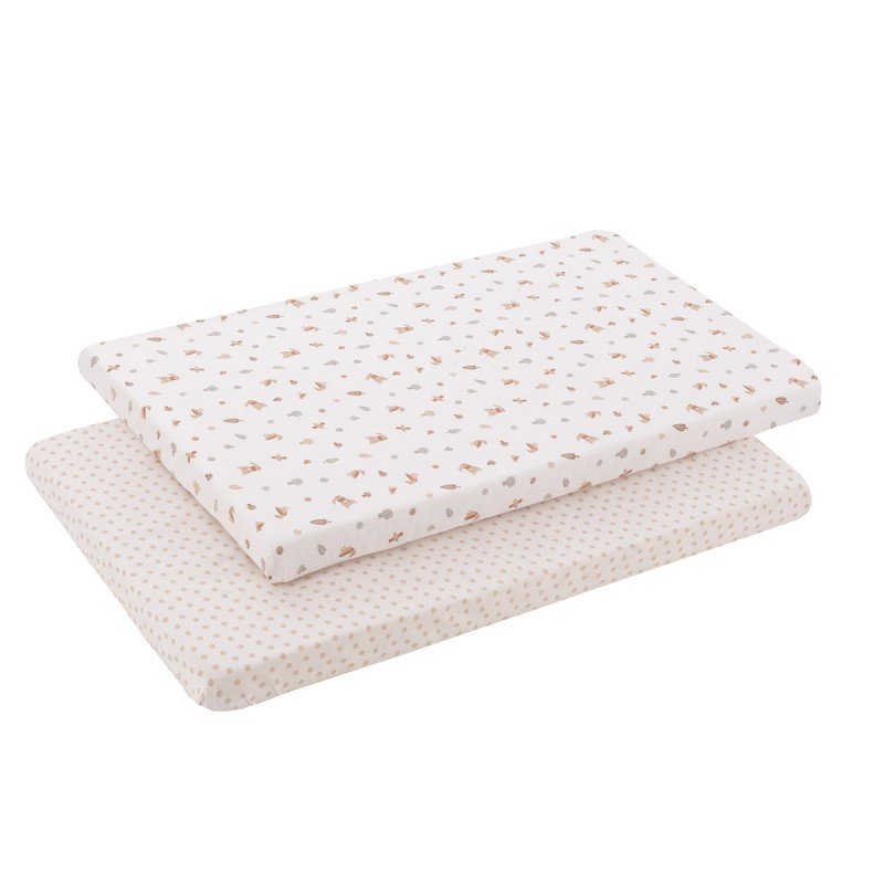 2 DRAP HOUSSE - PETIT LIT 50x90x12 CM SENDA BEIGE