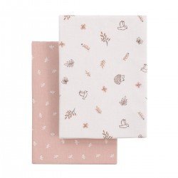 2 DRAP HOUSSE - PETIT LIT 50x90x12 CM CALMA ROSE