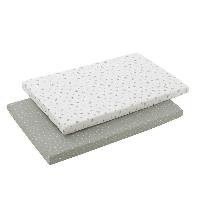 2 DRAP HOUSSE - PETIT LIT 50x90x12 CM CALMA VERT