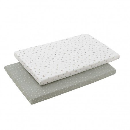2 DRAP HOUSSE - PETIT LIT 50x90x12 CM CALMA VERT