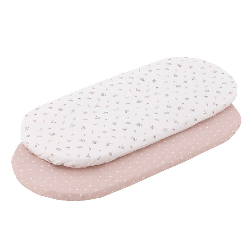 2 FITTED SHEET-BASKET/PRAM 35x80x7 CM CALMA PINK