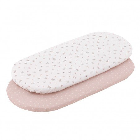 2 FITTED SHEET-BASKET/PRAM 35x80x7 CM CALMA PINK