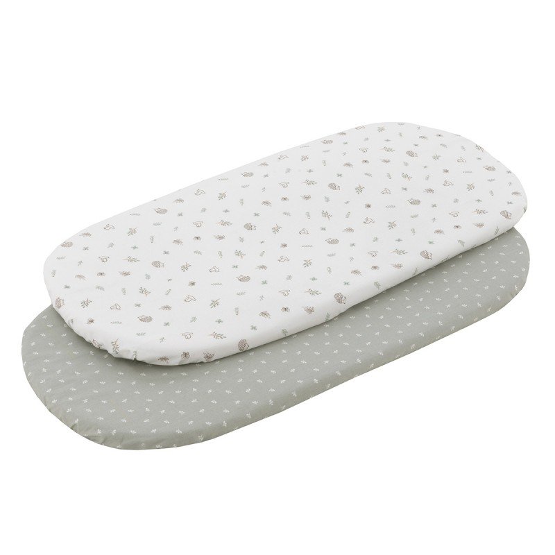 2 DRAP HOUSSE-COUFFIN/POUSSETT 35x80x7 CM CALMA VERT