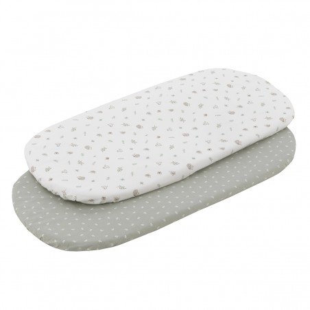 2 FITTED SHEET-BASKET/PRAM 35x80x7 CM CALMA GREEN