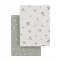 2 DRAP HOUSSE-COUFFIN/POUSSETT 35x80x7 CM CALMA VERT