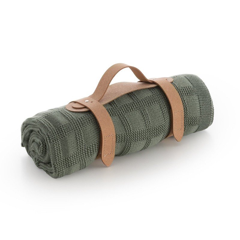 COUVERTURE EN BAMBOO TRICOTÉ 80x100x1 CM SQUARES OLIVE