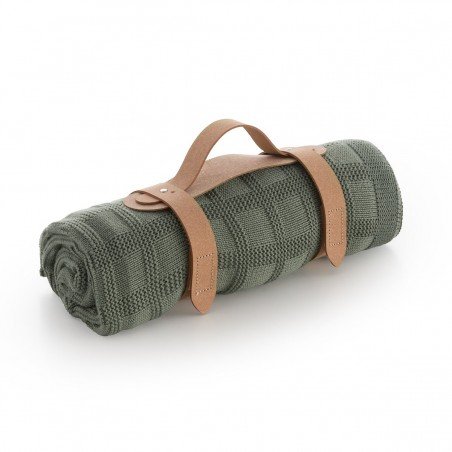 MANTA PUNTO BAMBOO 80x100x1 CM SQUARES OLIVE