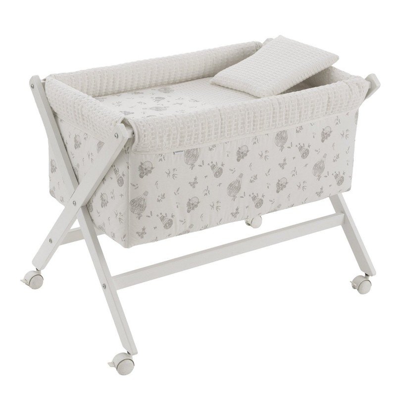 PETIT LIT PIEDS X BOIS UNE GLOBE ECRU/BLANC 55x87x74 CM