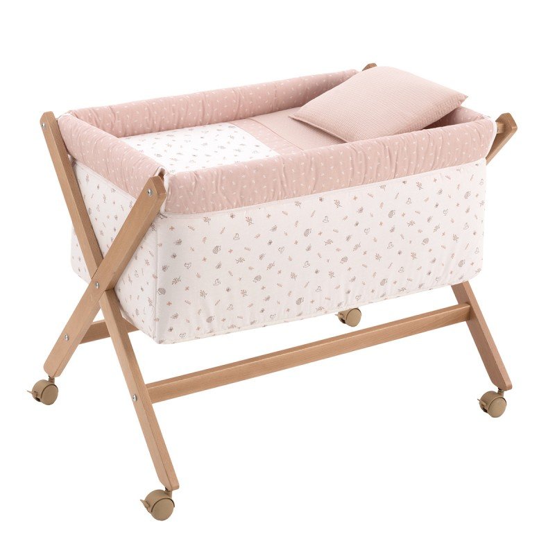 SMALL BED X WOOD UNE CALMA PINK/NATURAL 55x87x74 CM