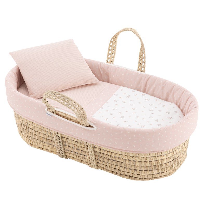 CESTONE PALMA FODERATO UNE CALMA ROSA 39x80x25 CM